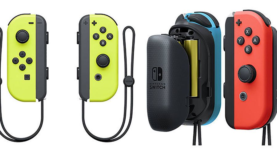 neon yellow joycons with the red joycon