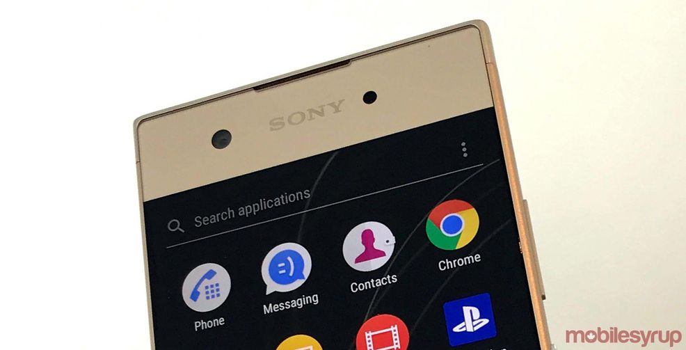 Front of Sony Xperia XA1 smartphone