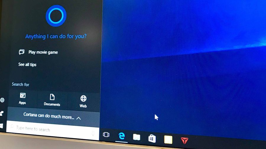 A photo showing the use of the Cortana personal assistant