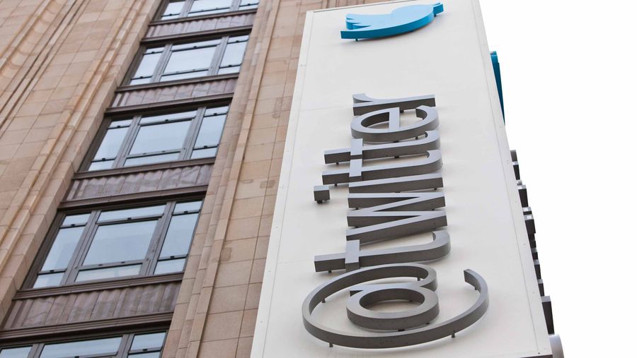 Twitter logo on building
