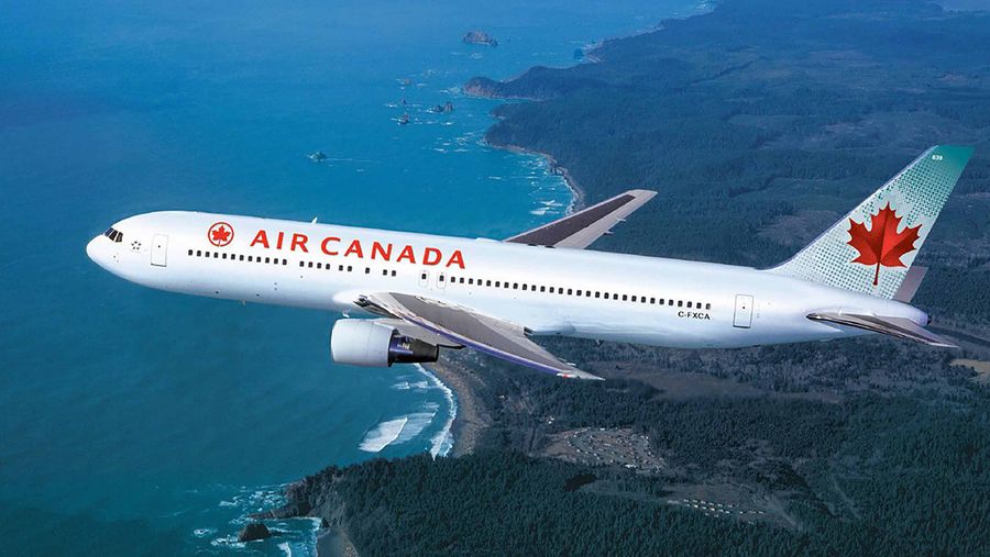 Air Canada plane in air