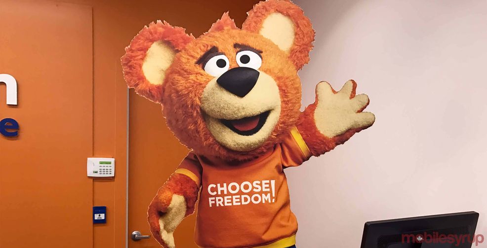 freedom mobile mascot bear