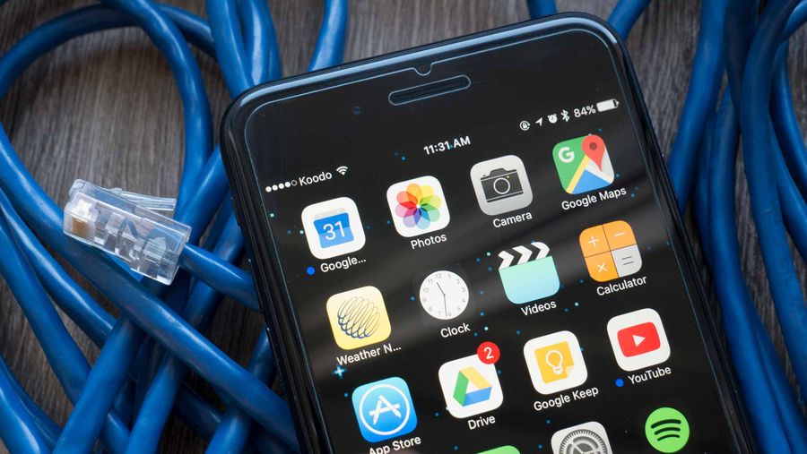 iPhone with ethernet cable