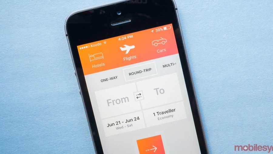 Kayak app on iPhone