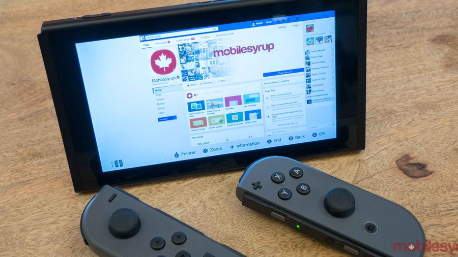 Nintendo Switch with browser
