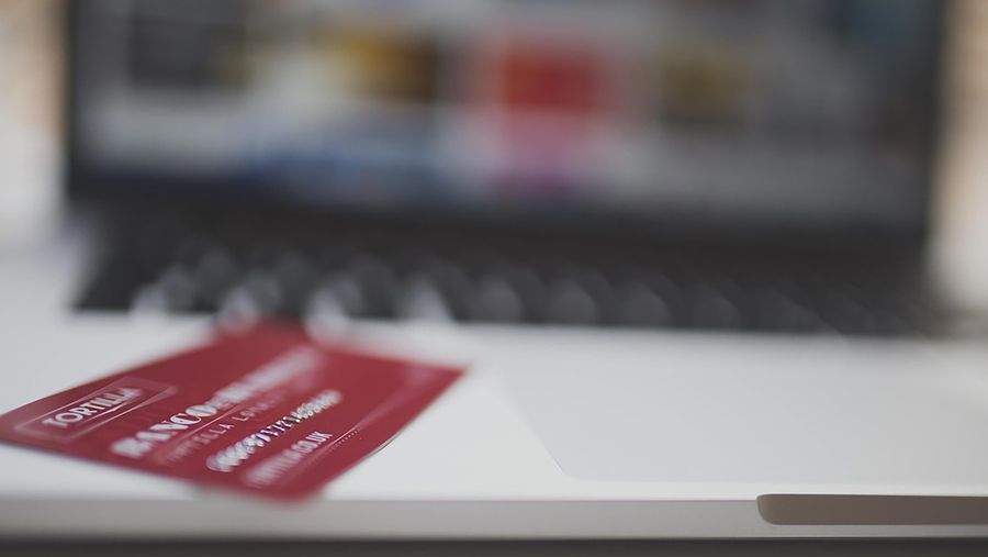 Credit card on computer
