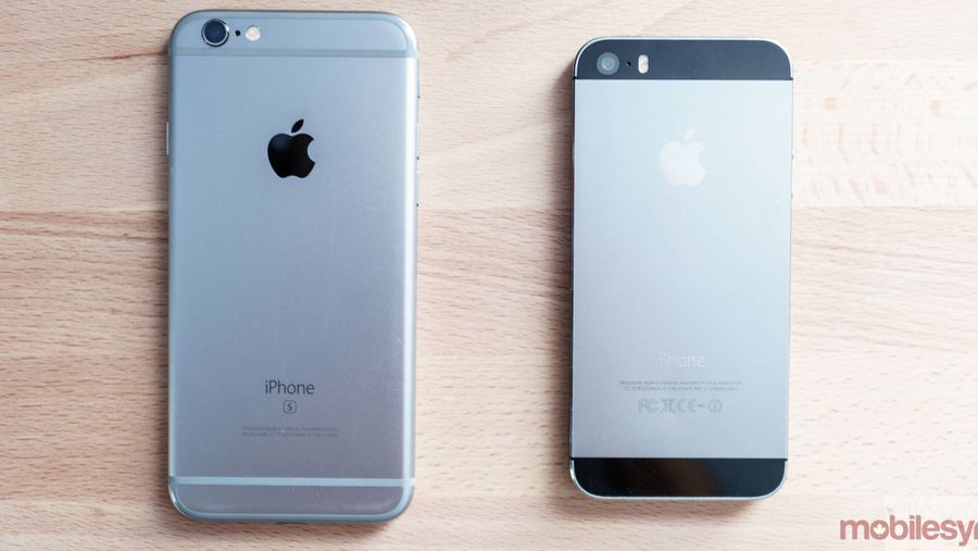 iPhone 5S and iPhone 6S side by side
