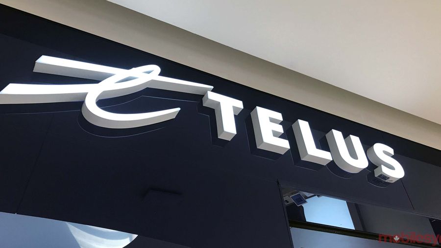Telus logo on wall