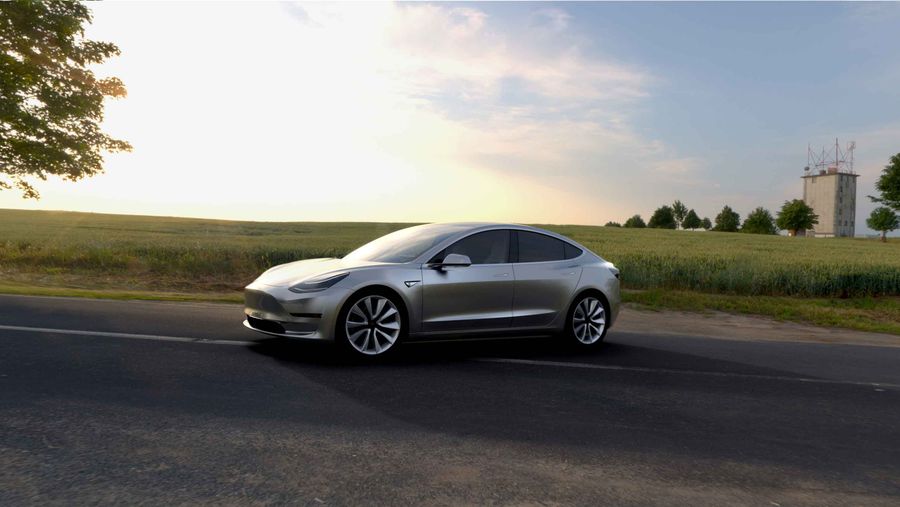 Tesla Model 3 on road