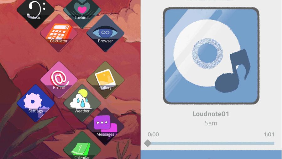 An image of the home page and music player