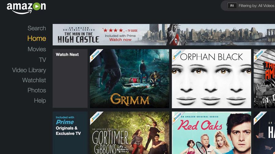 Amazom Prime Video app on Sony's PlayStation 4