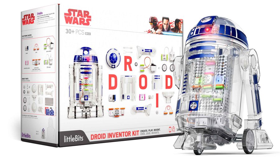 An image showing the Droid Inventor Kit box and completed droid