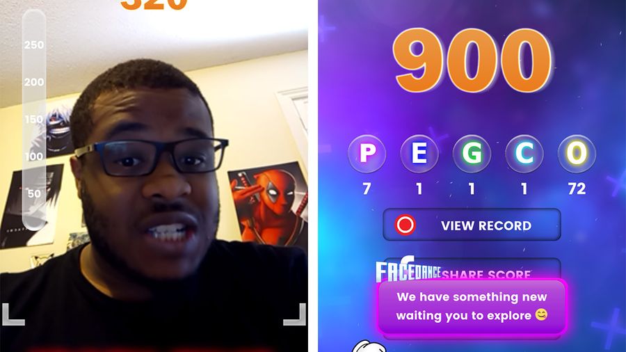 screenshots of facedance challenge! being played
