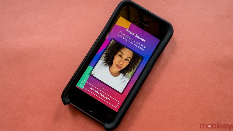 An image showing the Huddle app on an iPhone