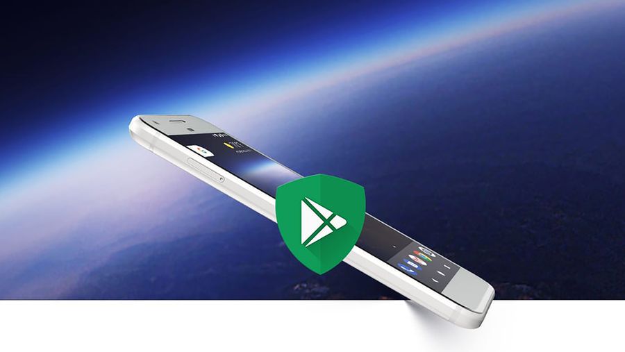 Google Play Protect symbol on top of pixel device