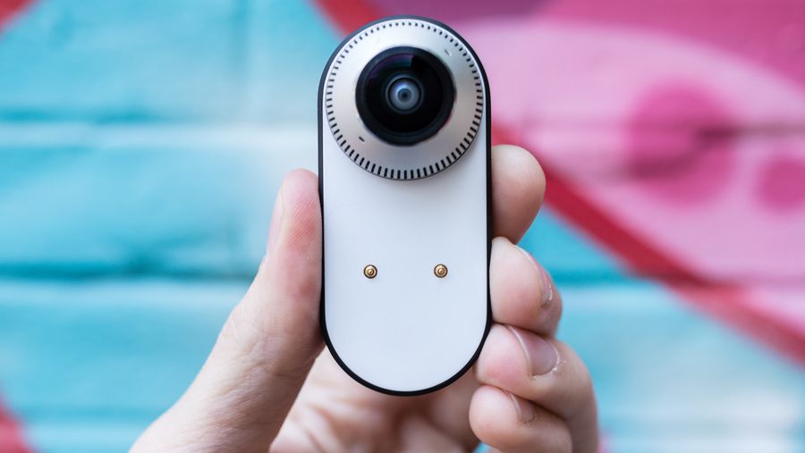 A view of the Essential 360 Camera's magnetic pin connectors