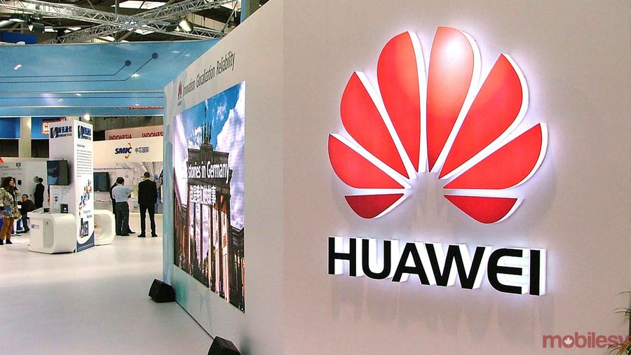 Huawei logo on wall