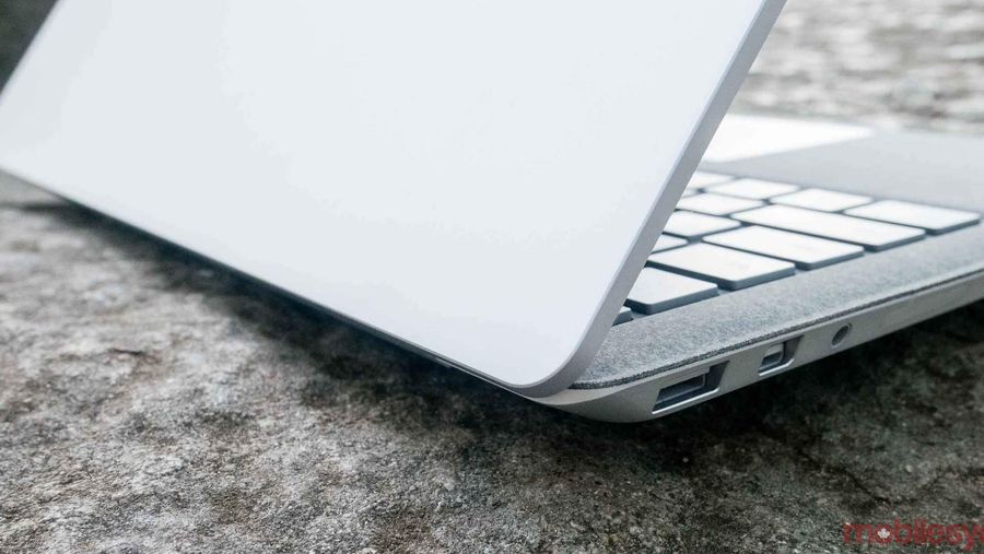 Photo of the Surface Laptop's hinge mechanism
