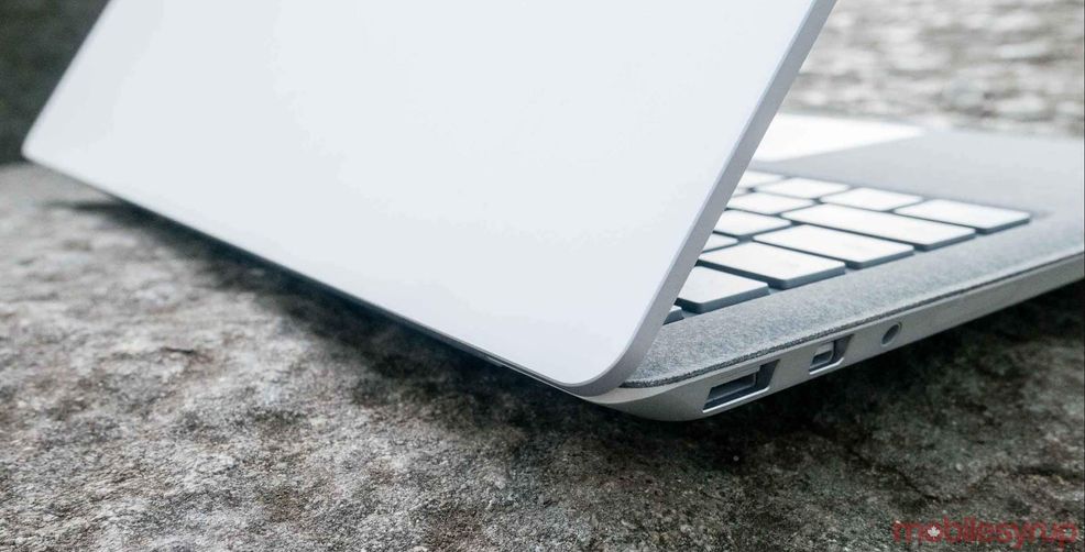 Photo of the Surface Laptop's hinge mechanism
