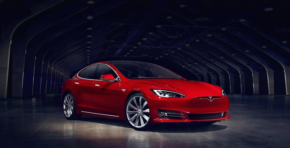 tesla model s in red