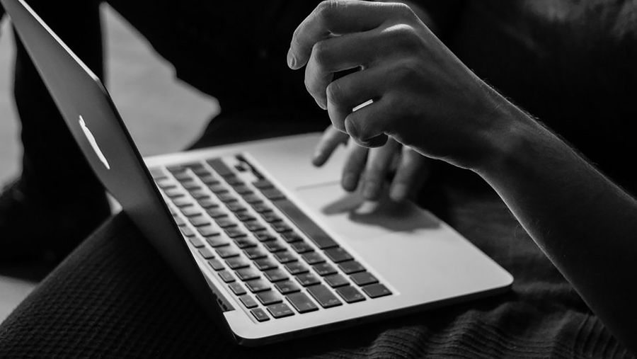 Black and white Macbook