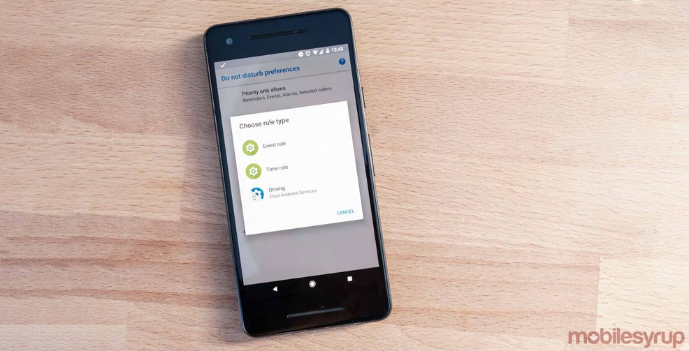 The Pixel 2's driving Do Not Disturb setting