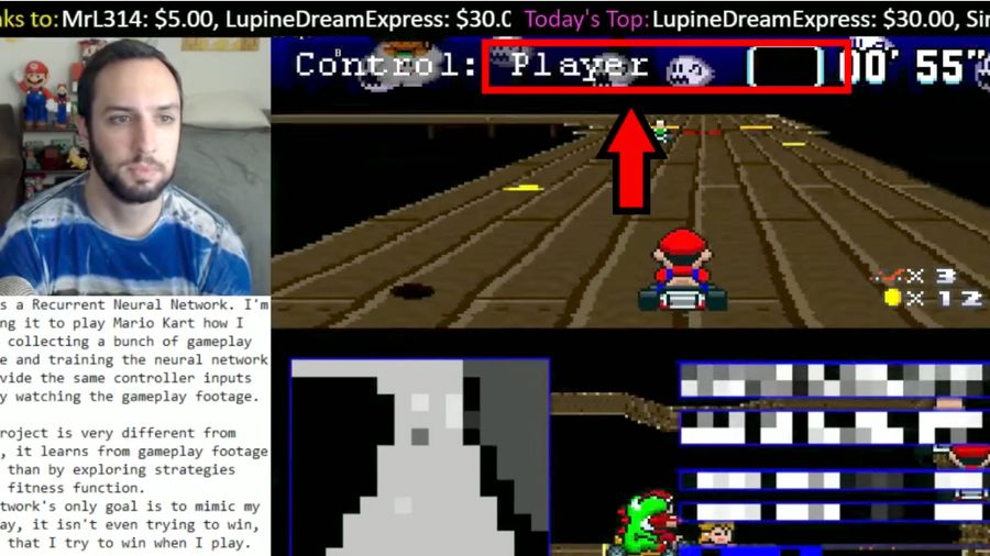 Mario Kart played by a neural network