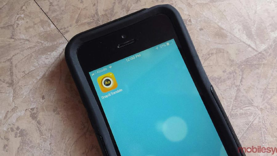 Snap and Translate app on phone