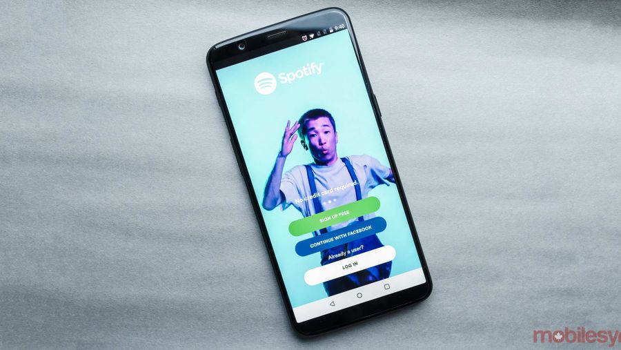 The Spotify login screen