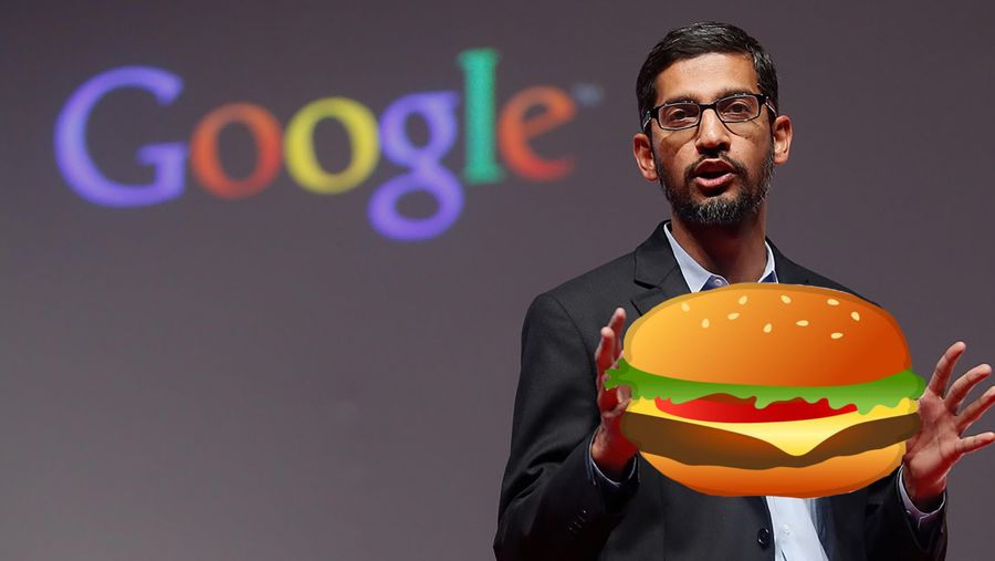 Sundar Pichai with burger