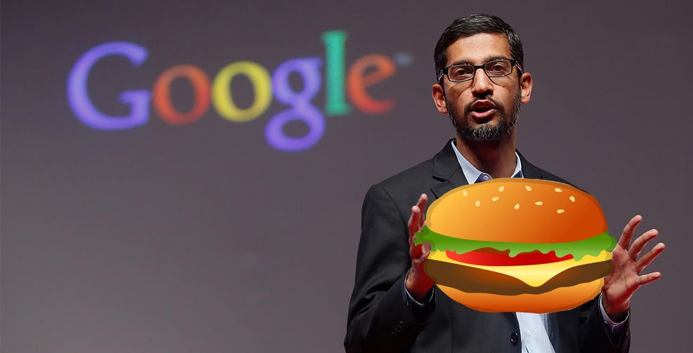 Sundar Pichai with burger