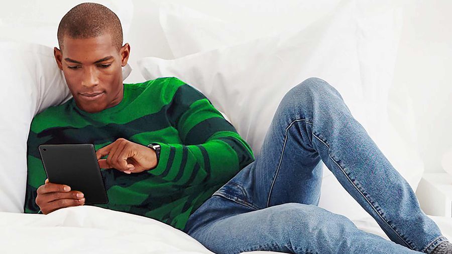 Man using Amazon Fire Tablet