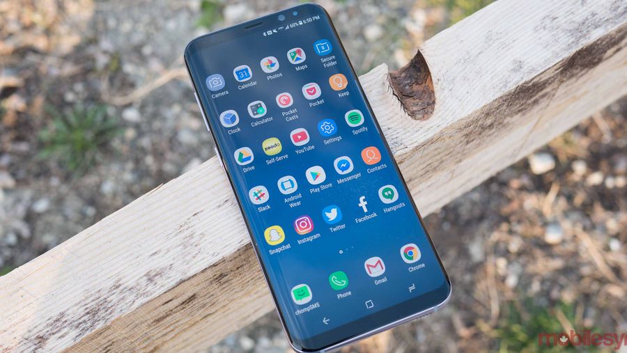 Samsung Galaxy S8 on a fence