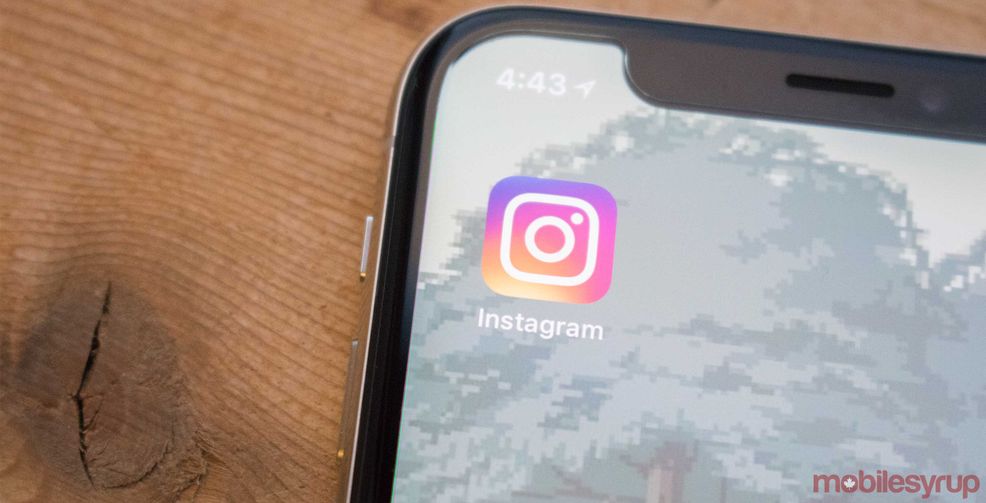 Instagram app in corner of phone