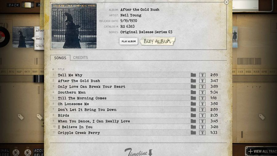A screenshot of the Neil Young Archives