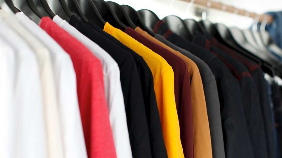 clothing on a rack