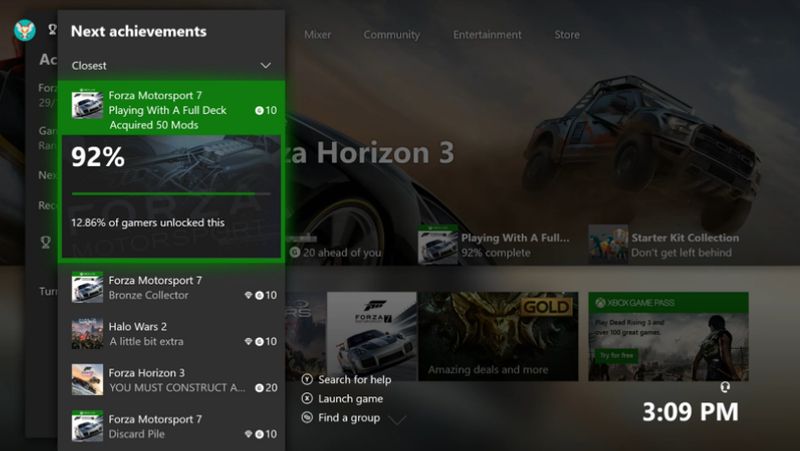 Xbox One achievement update