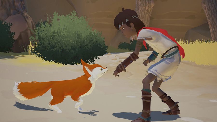 Rime screenshot of boy petting fox
