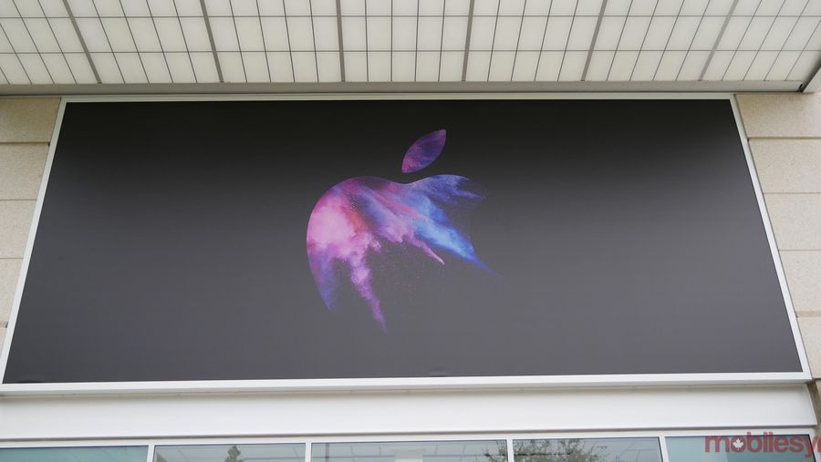 Apple logo on wall