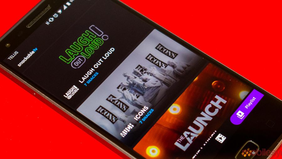 The StackableTV app on a BlackBerry Motion Android device.