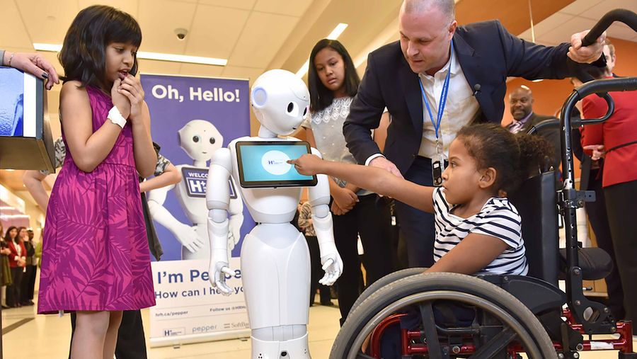 Pepper the robot with kids