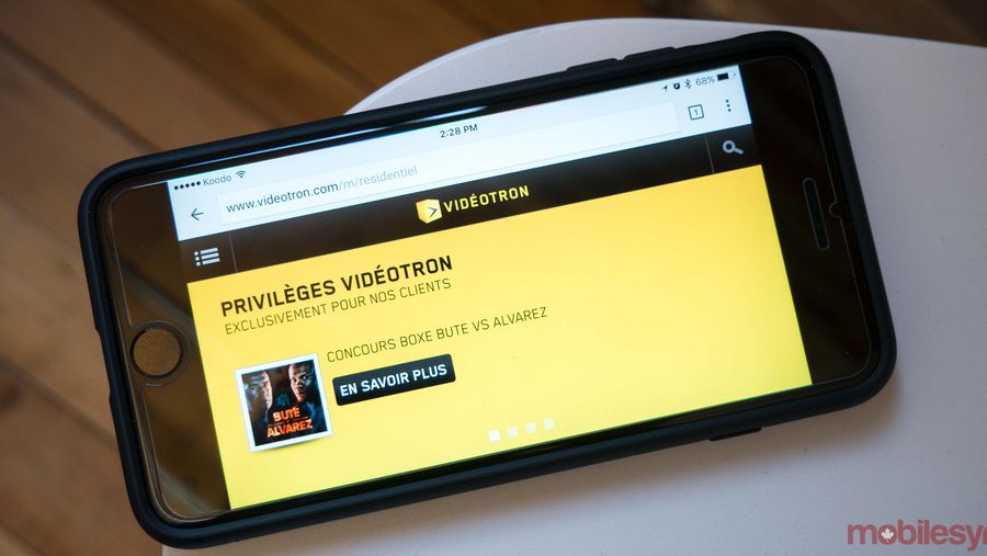 Videotron website on phone