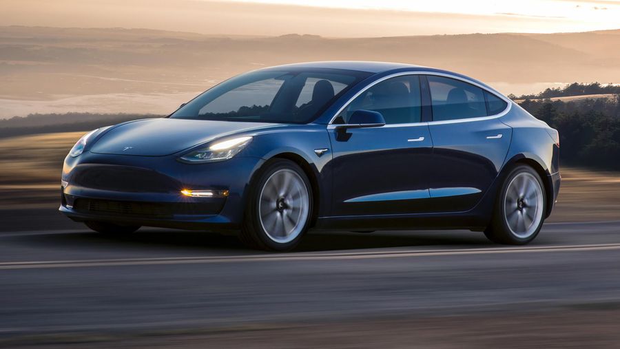 Tesla Model 3 on road