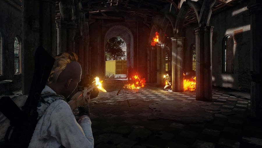 PUBG combat in church