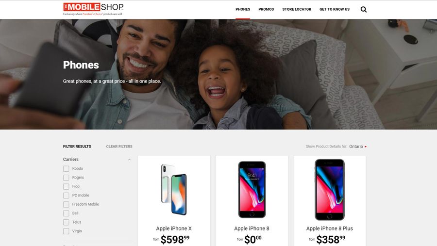 The Mobile Shop website