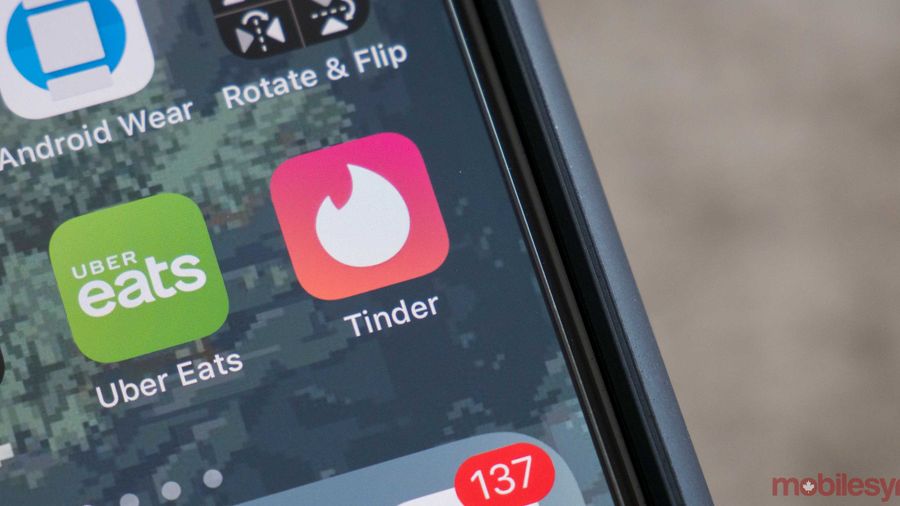 Tinder app on iPhone X