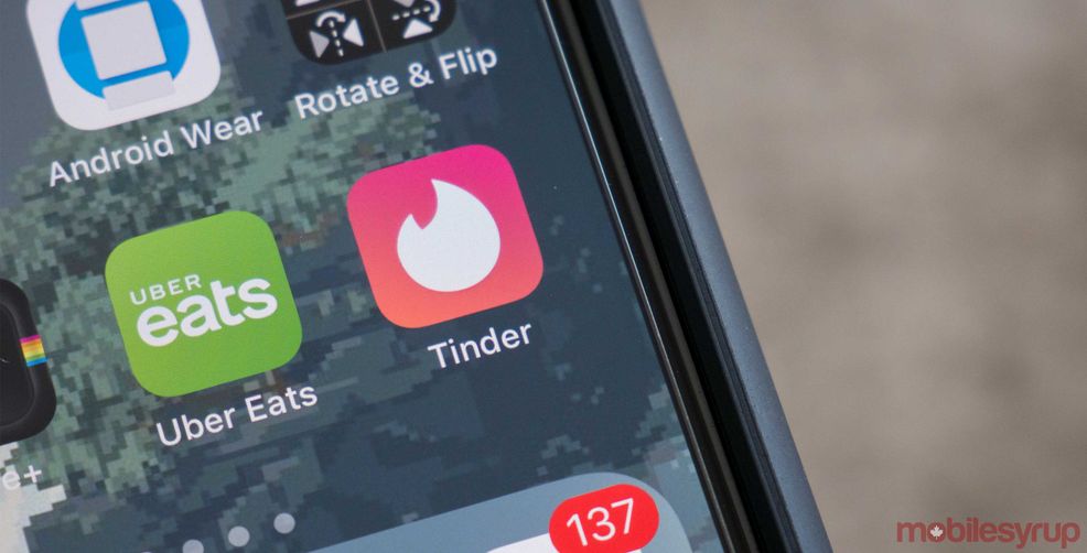Tinder app on iPhone X