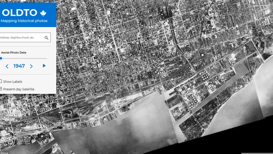Aerial map of Toronto in 1947 shown by Old Toronto