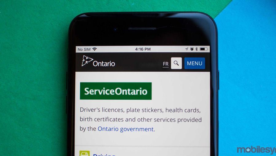 Service Ontario website on phone