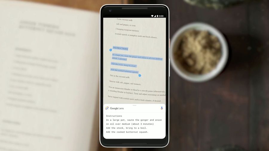 Google Lens capturing text from document